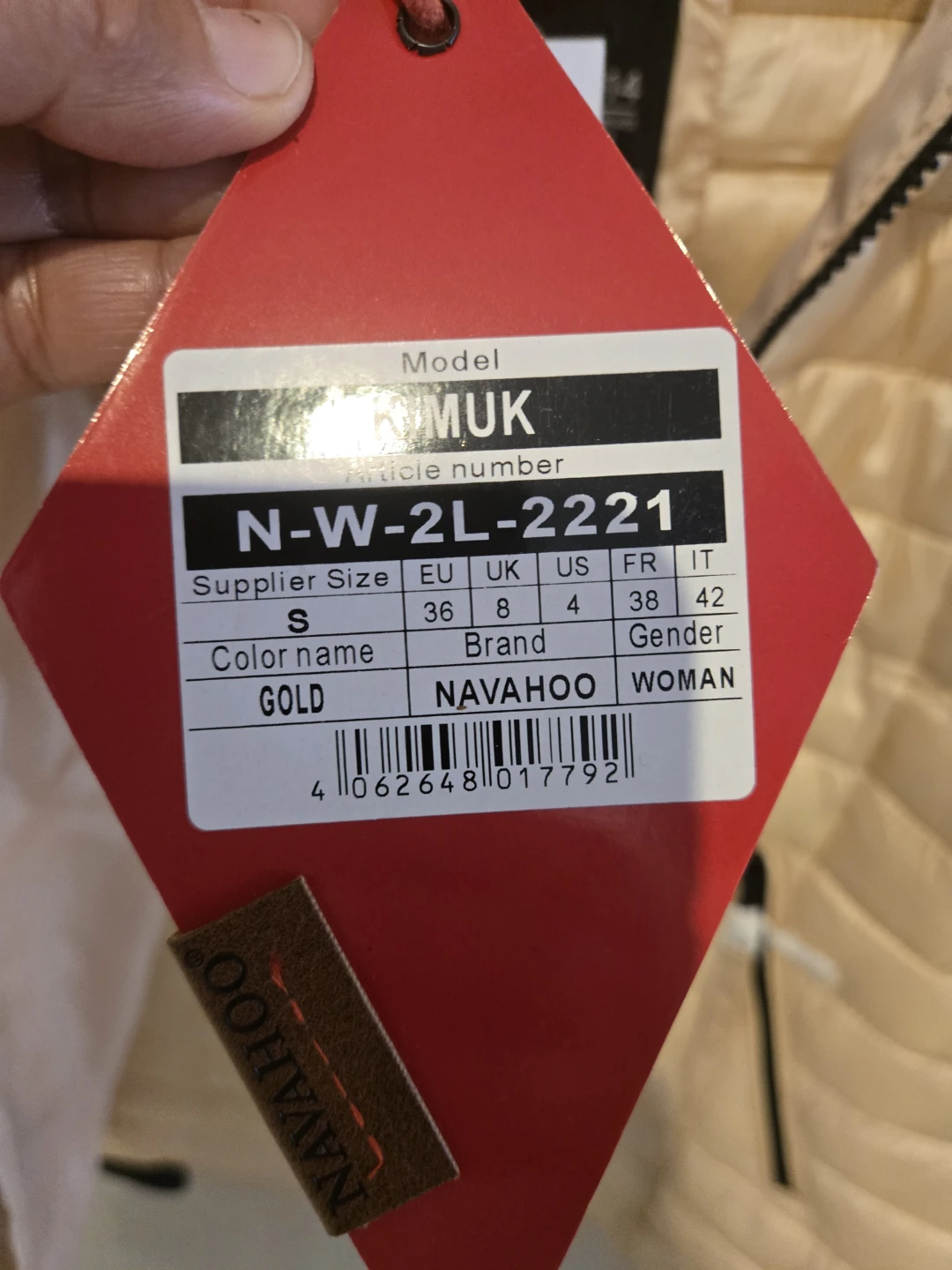 Brand new Navahoo Kimuk Puffer Jacket - Size S - Light Gold - photo 2
