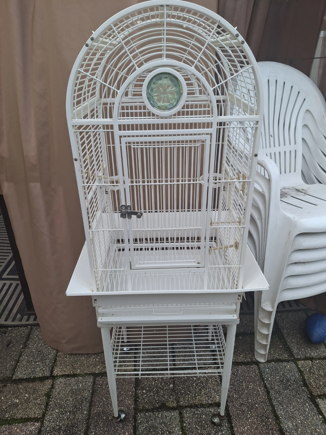 White Bird Cage with Stand