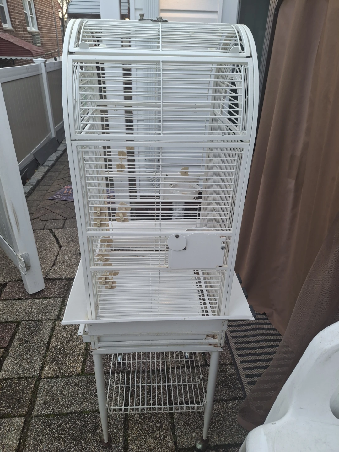 White Bird Cage with Stand - photo 2
