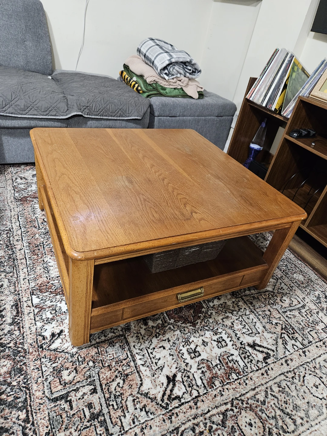 Solid wood Square Coffee Table on wheels