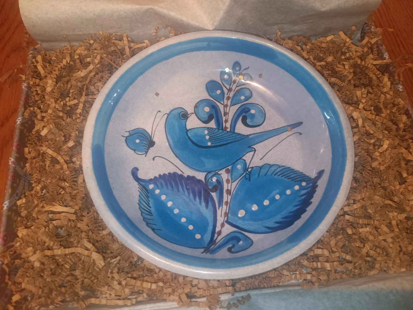 Hand-Painted Mexican Bowl with Bird Design