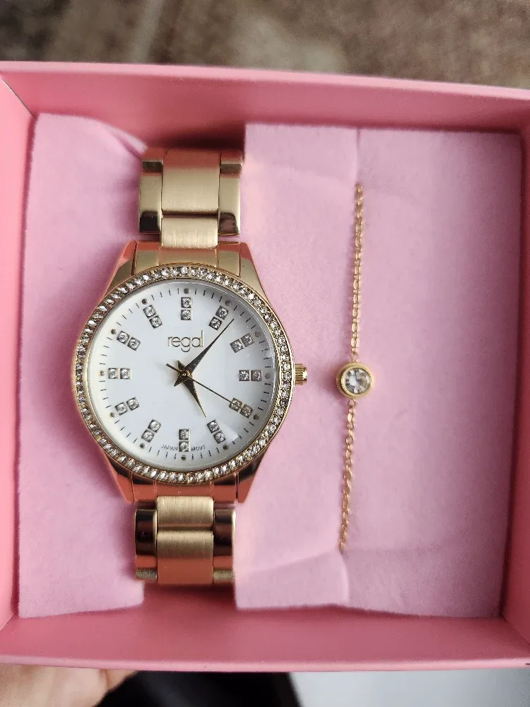 Regal Watch & Bracelet Set - Gold Tone