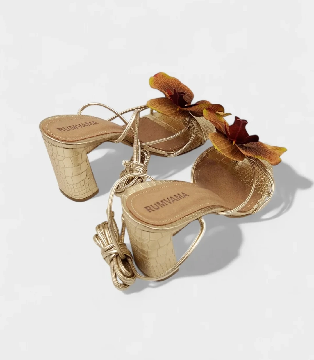 RUMVAMA Caramel Orchid Gold Heels (Size 7) - NEW!!! - photo 4