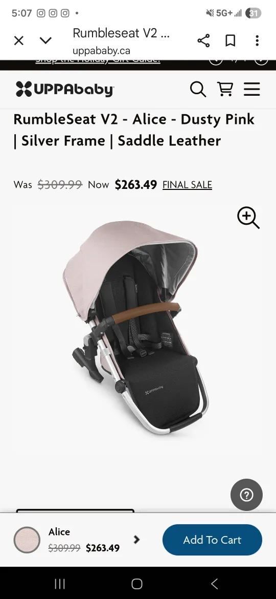 UPPAbaby RumbleSeat V2 - Dusty Pink