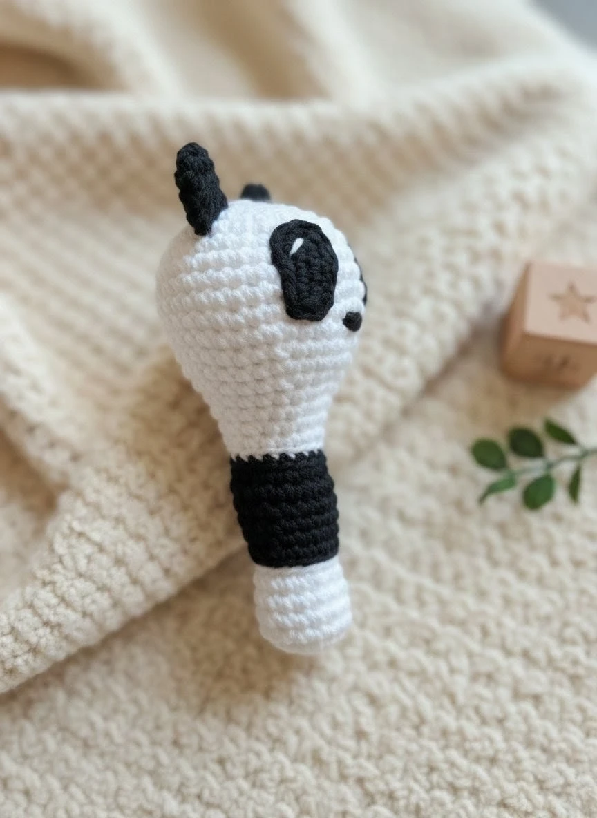 Handmade Knitted Panda Rattle - photo 2