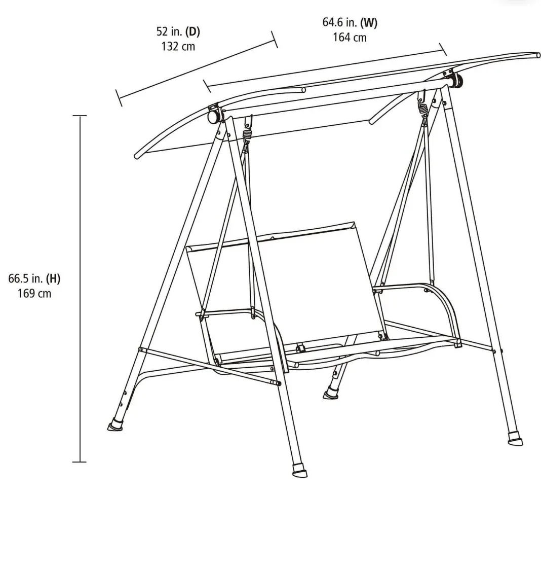 Outdoor Patio Swing, 64.6 in Wide