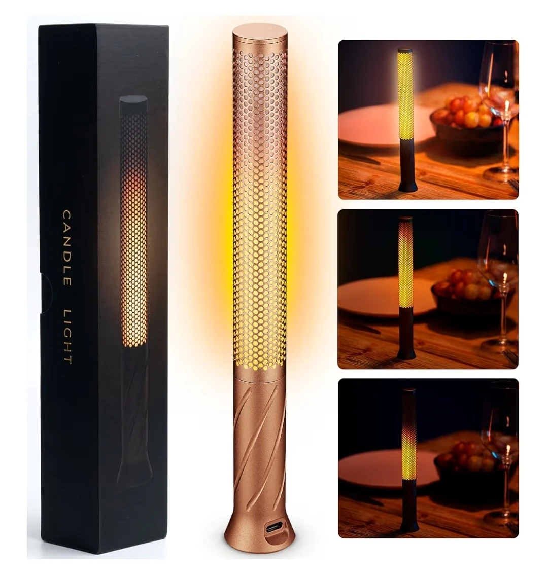LED Cordless Candle Table Lamp – Rose Gold | Rechargeable
