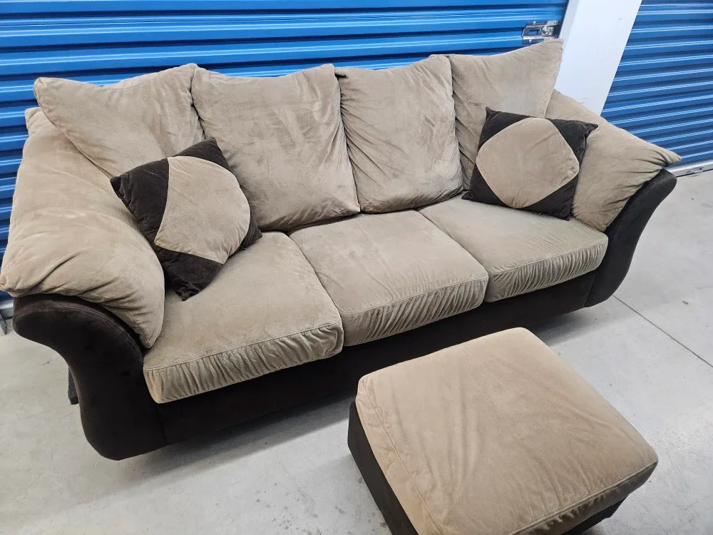 Beige and Brown Sofa Set with Ottoman image indicator(3)