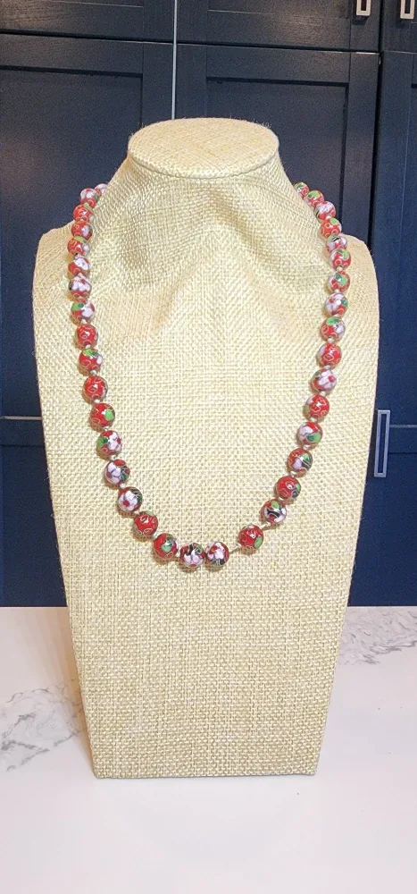 Vintage Red Cloisonné Necklace