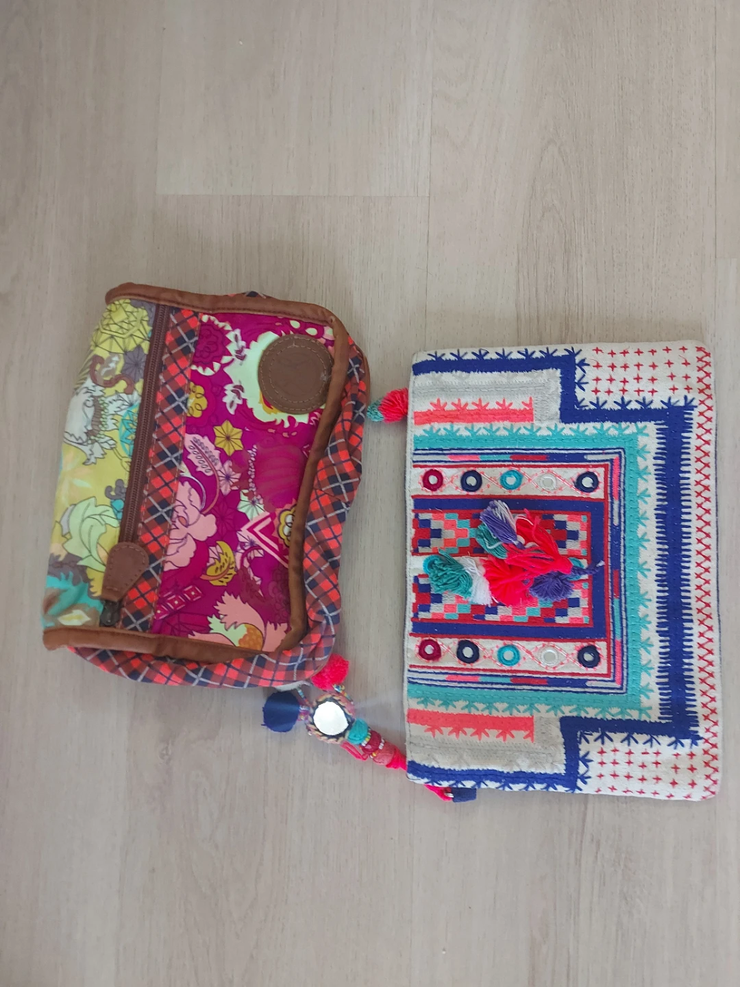 Colorful patterned cosmetic bags