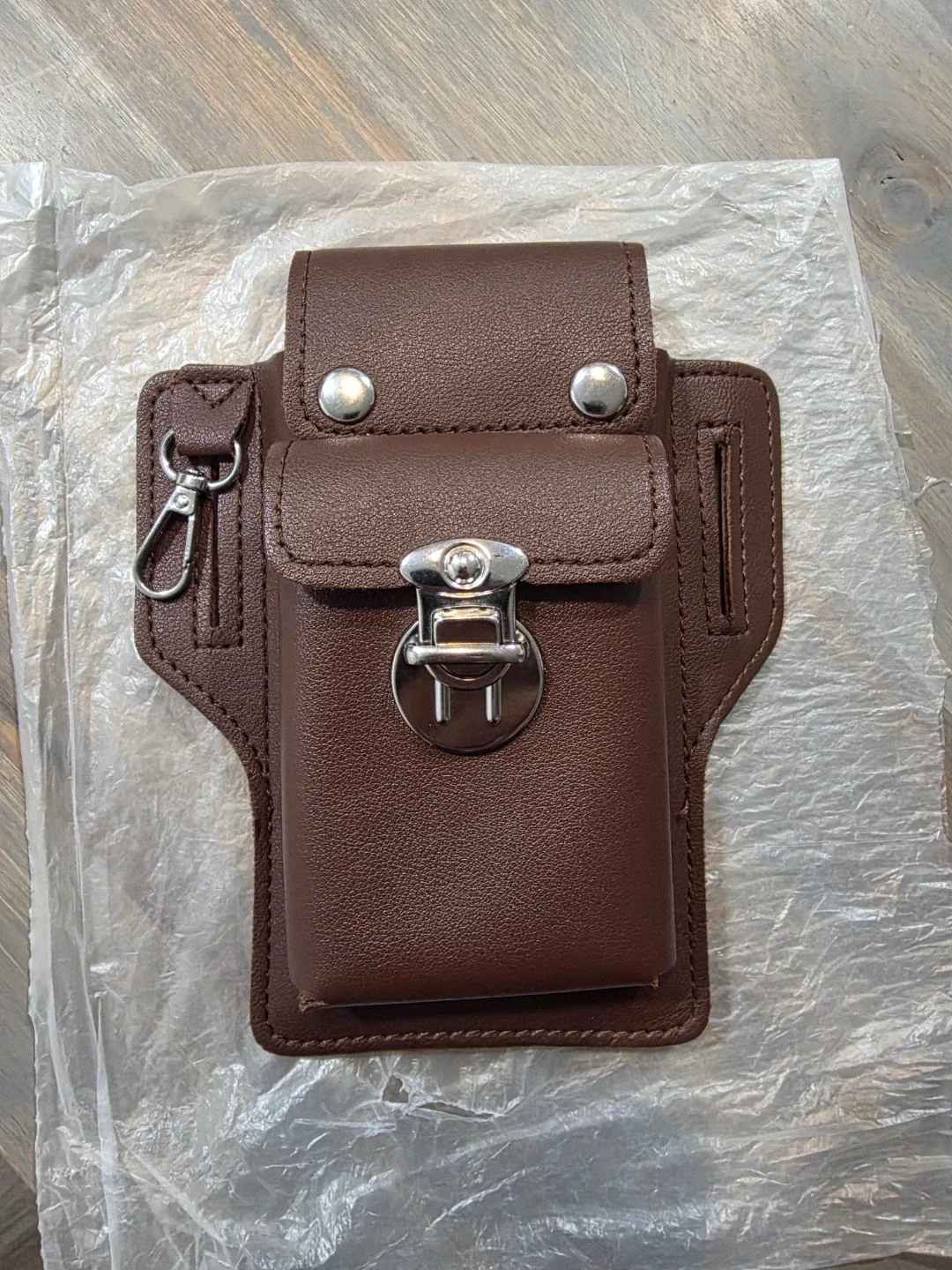 Brown Leather Belt Pouch , FREE new leather batman bracelet