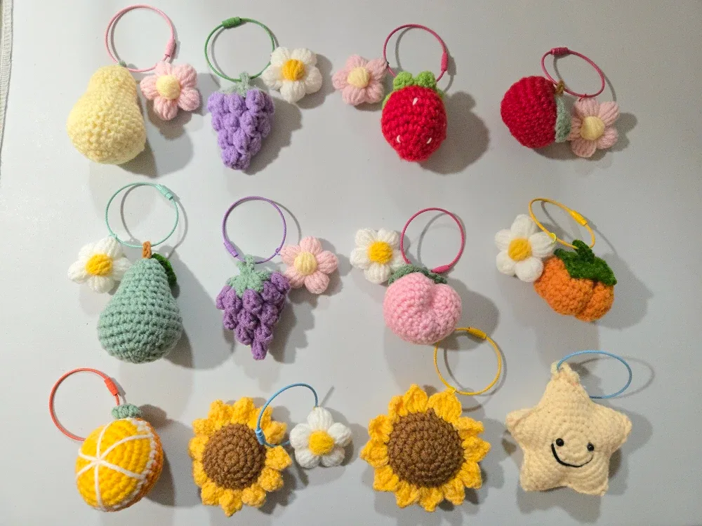 Handmade Crochet Fruit & Flower Accessories, gift #Cleanout