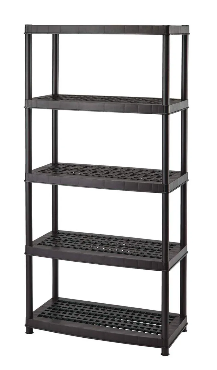 5-tier Black Plastic Storage Shelf