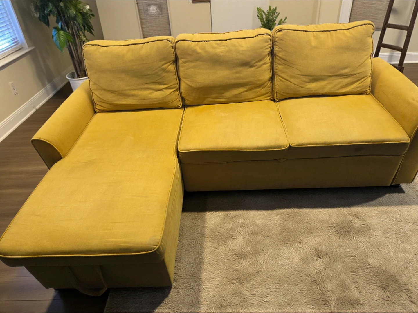 Yellow Sectional Sofa with Storage