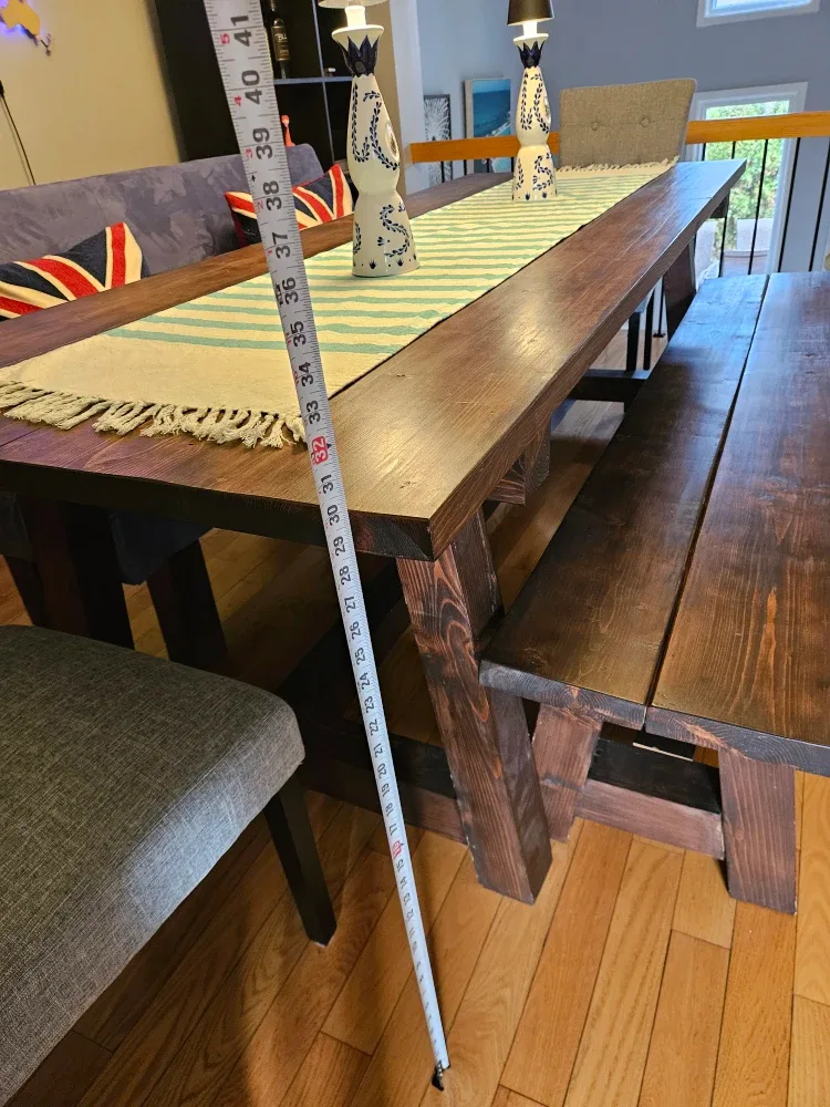 Large Wooden Dining Table with Benches image indicator(2)