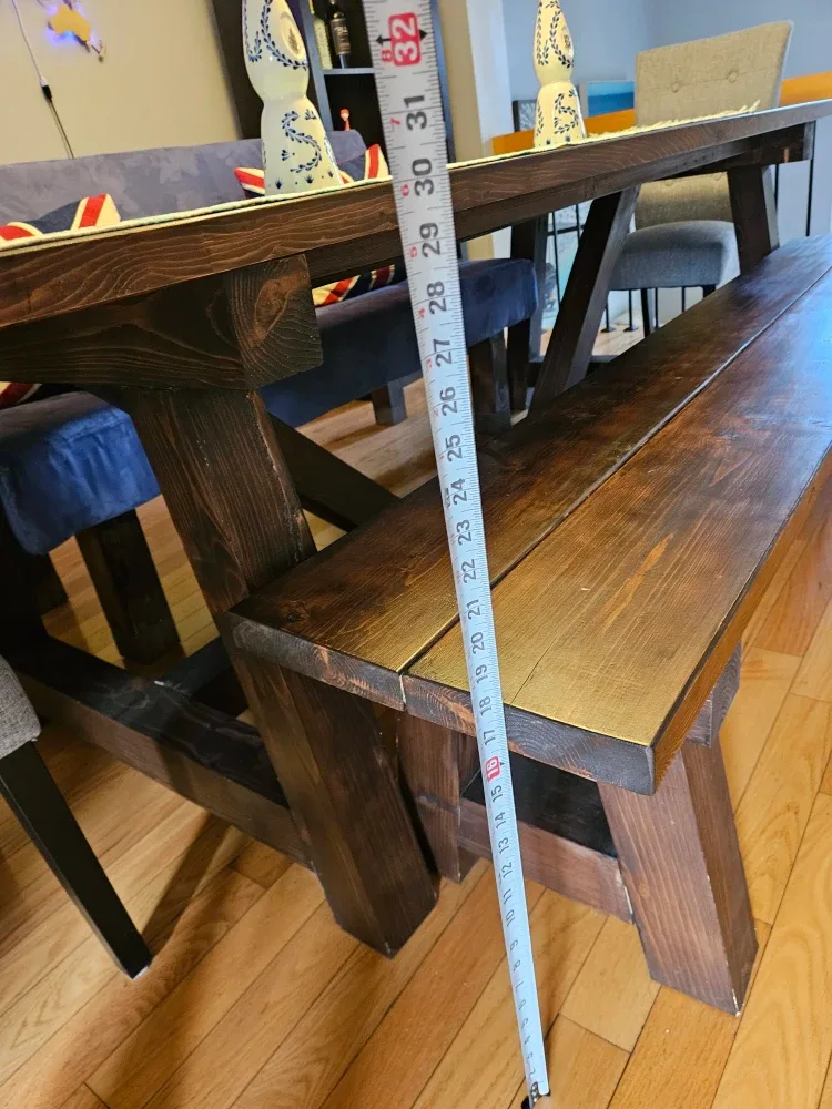 Large Wooden Dining Table with Benches image indicator(4)