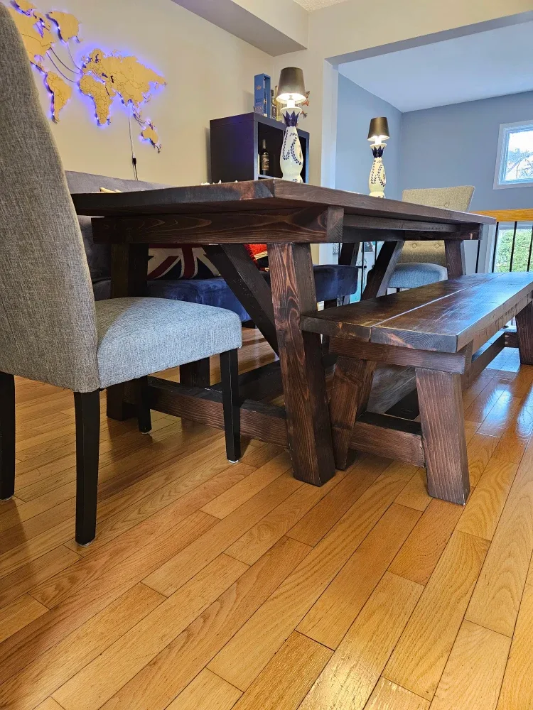 Large Wooden Dining Table with Benches image indicator(8)