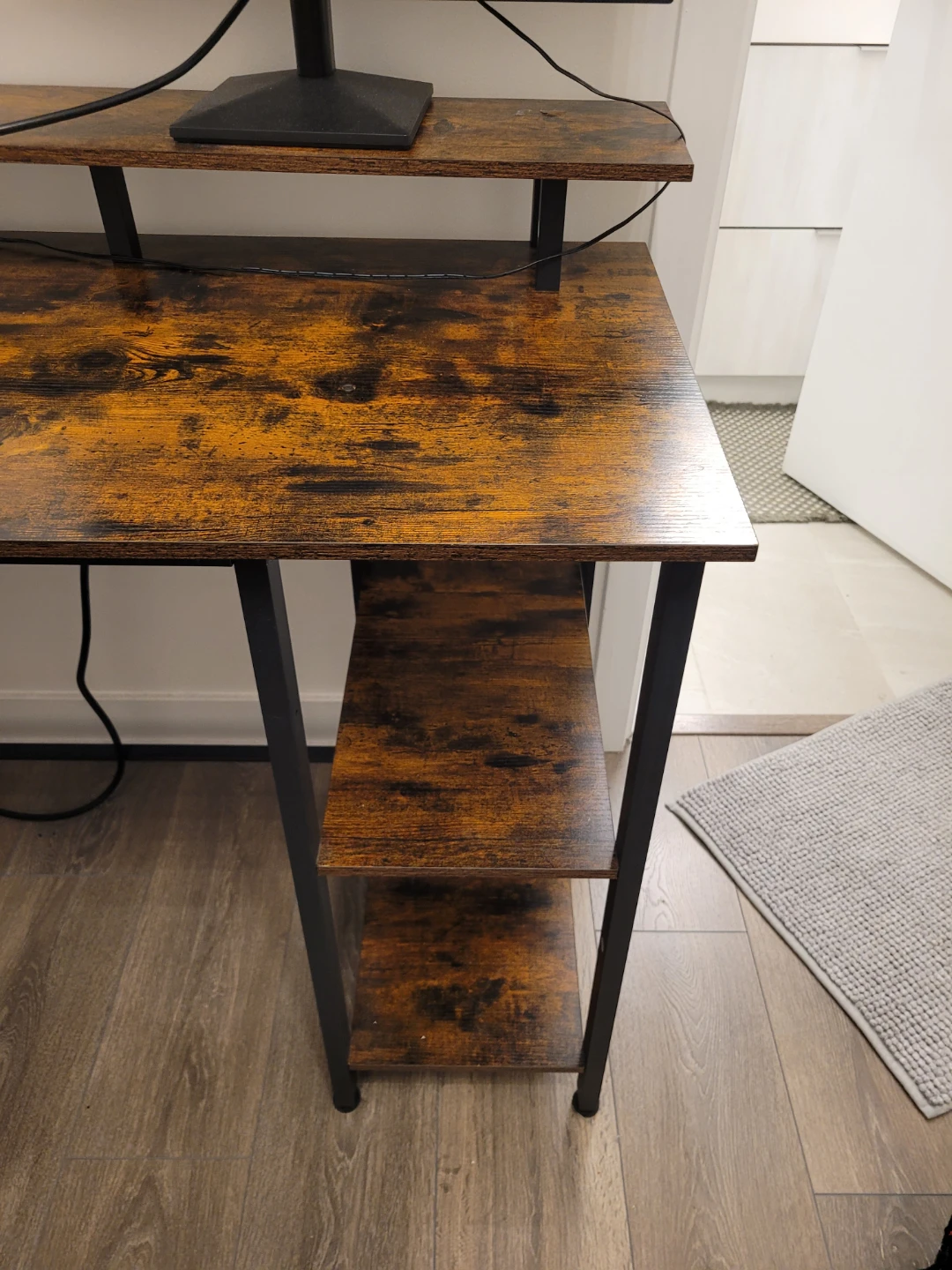 L-Shaped Brown Corner Desk with Shelves - photo 3