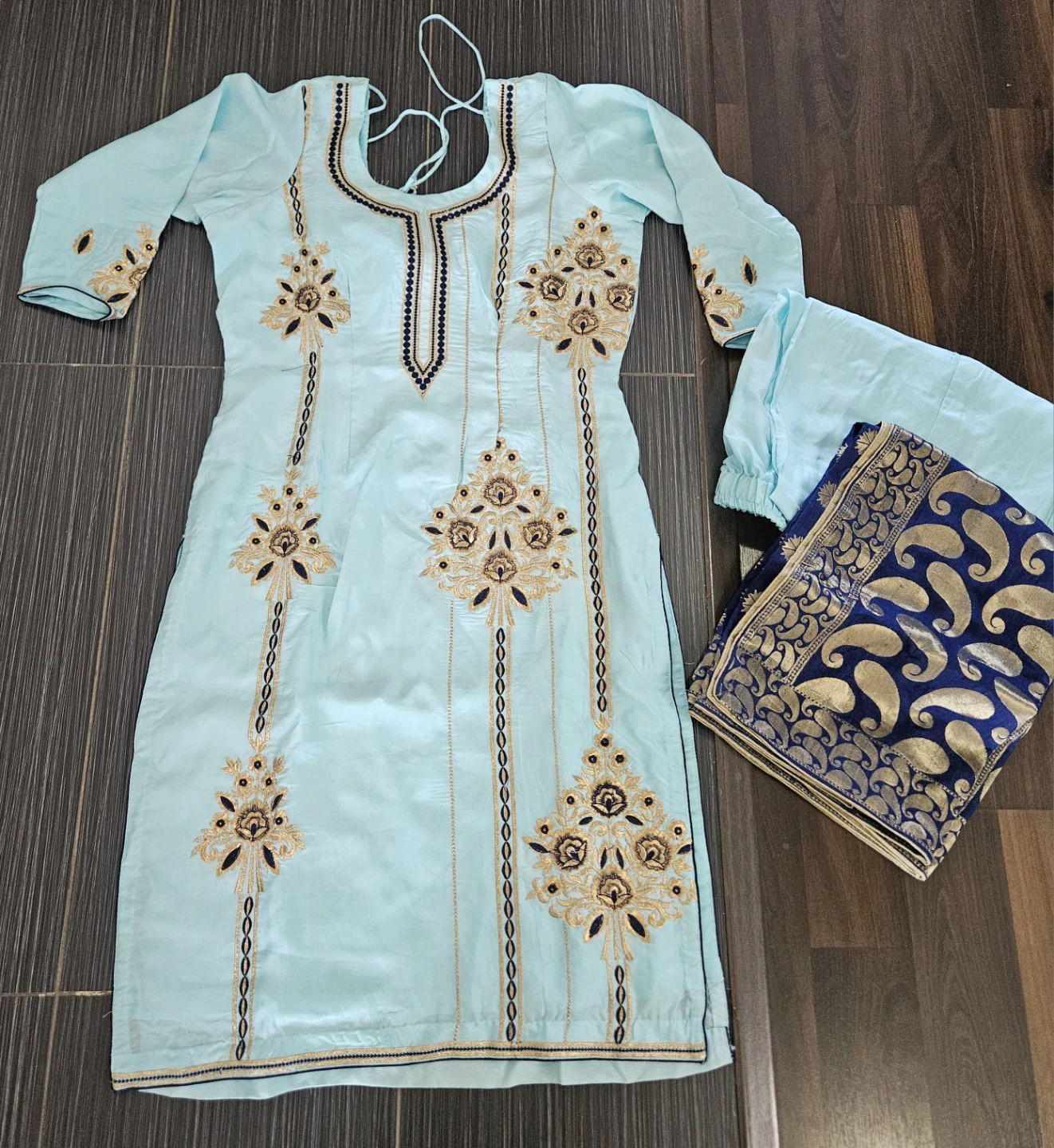 Light Blue Embroidered Punjabi Suit