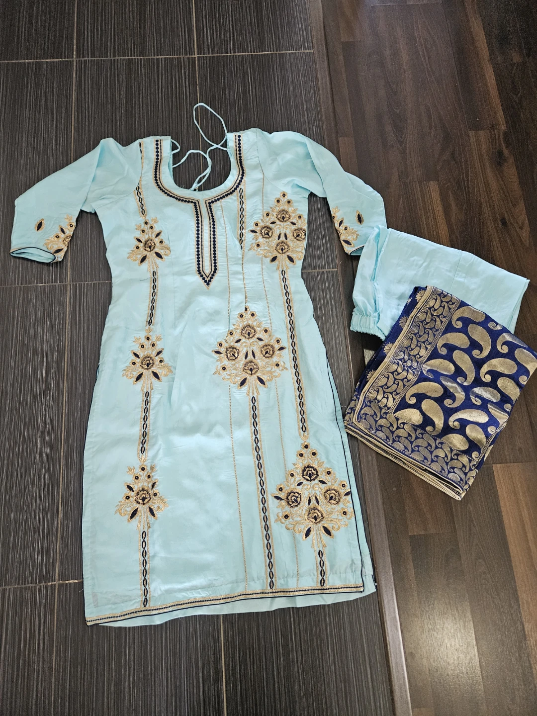 Light Blue Embroidered Punjabi Suit - photo 2