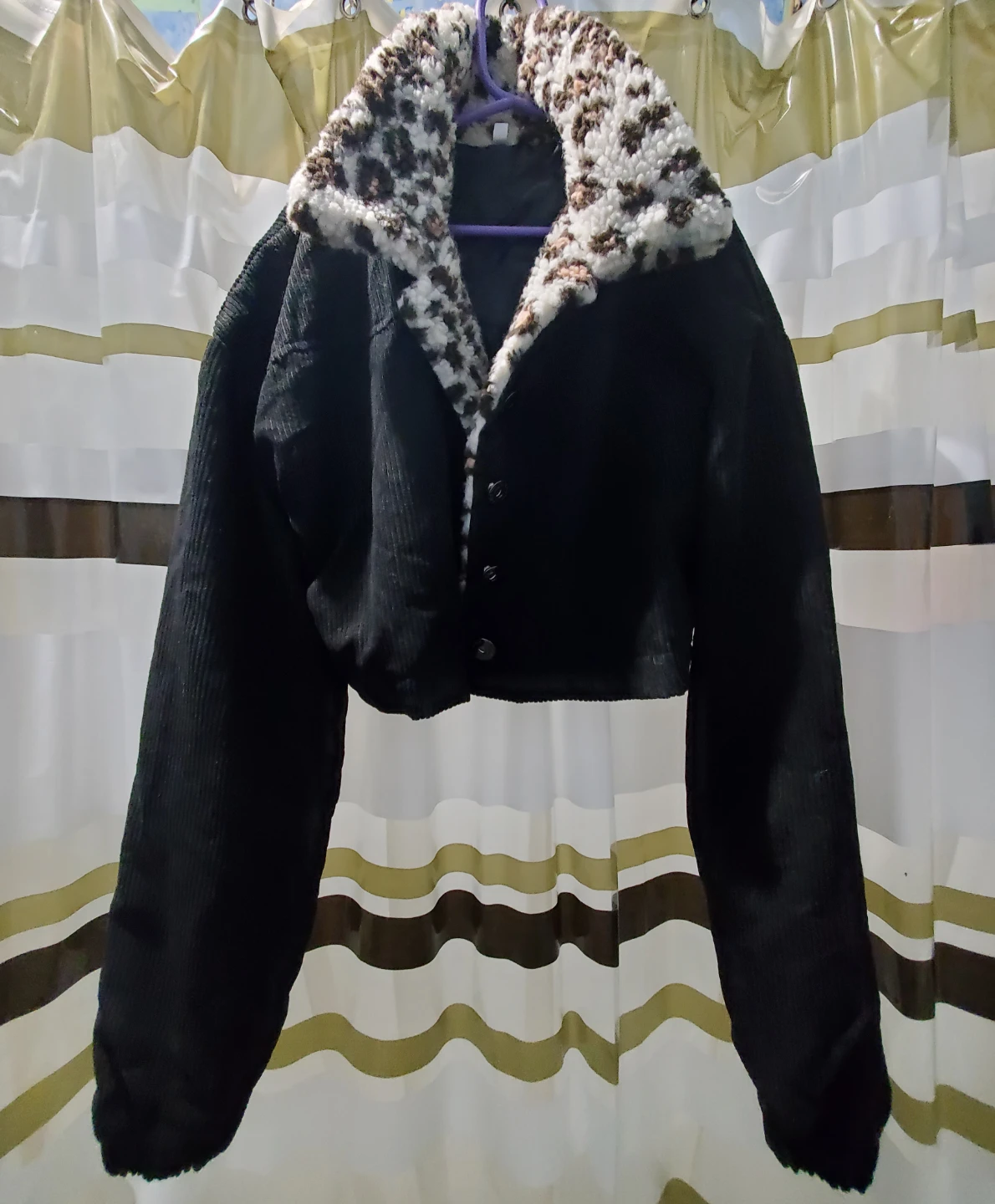 Cropped leopard corduroy-like jacket and skirt set - photo 4