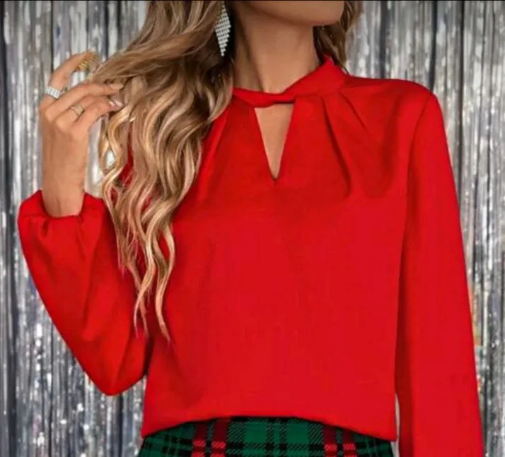 Red Long Sleeve Blouse