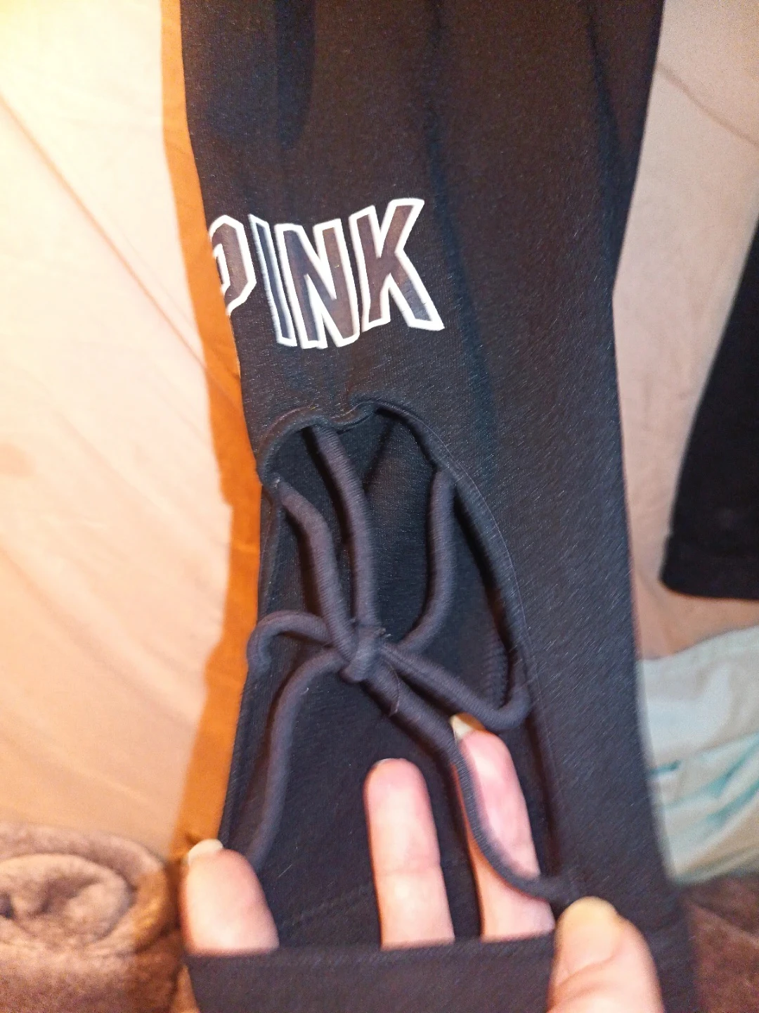 PINK Black Tie-Up Leggings - photo 4