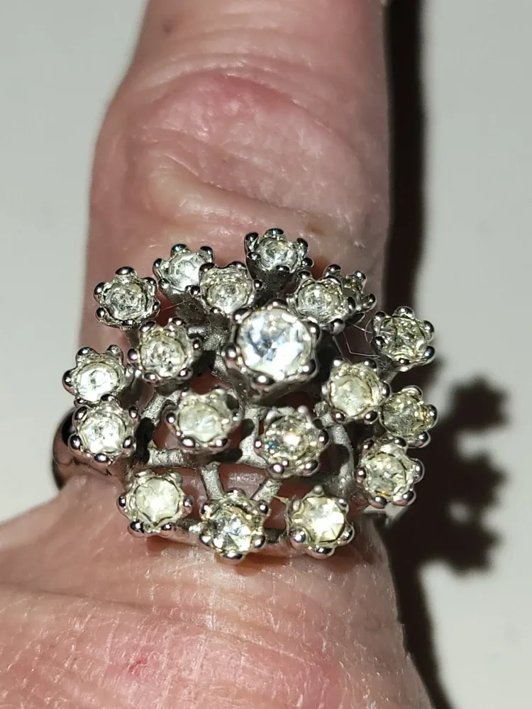 Vintage Silver Tone Flower Ring