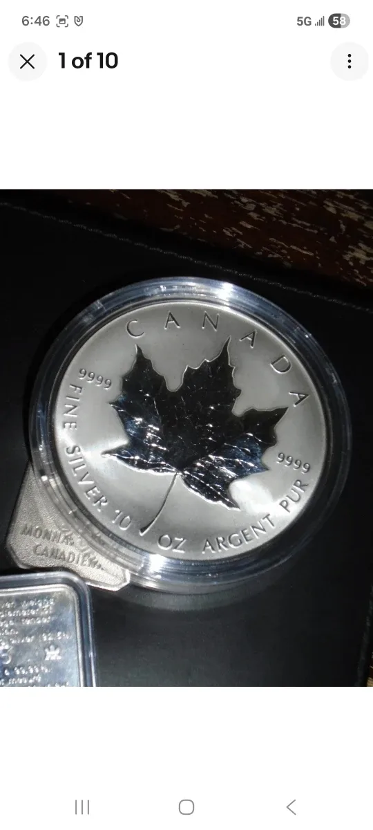 1998 Canada 10 oz Maple Leaf Silver Coin
