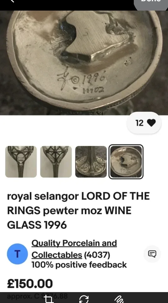 Royal Selangor Lord of the Rings Pewter Wine Glass image indicator(3)