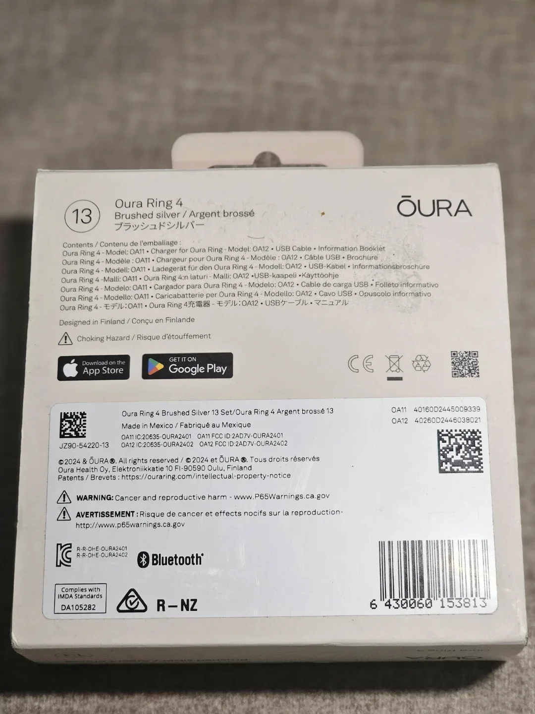 Oura Ring 4, Brushed Silver, Size 13 - New! image indicator(3)