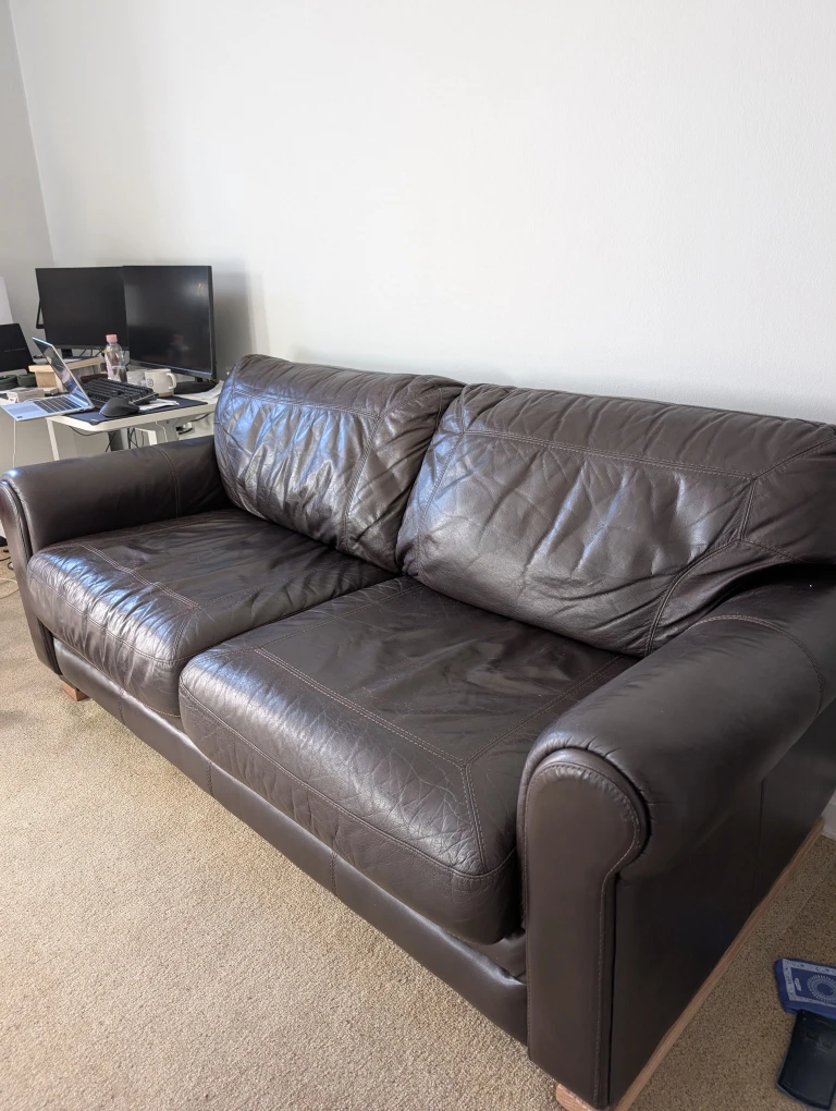 Brown Leather Sofa - photo 2