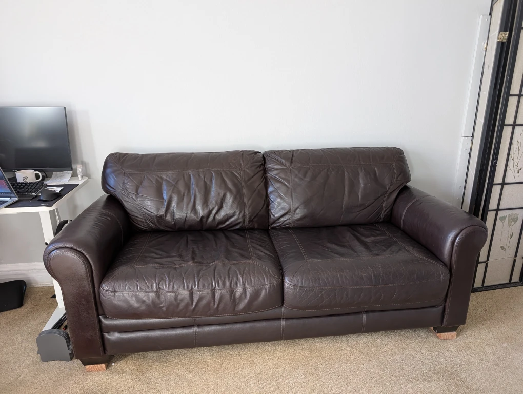 Brown Leather Sofa - photo 3