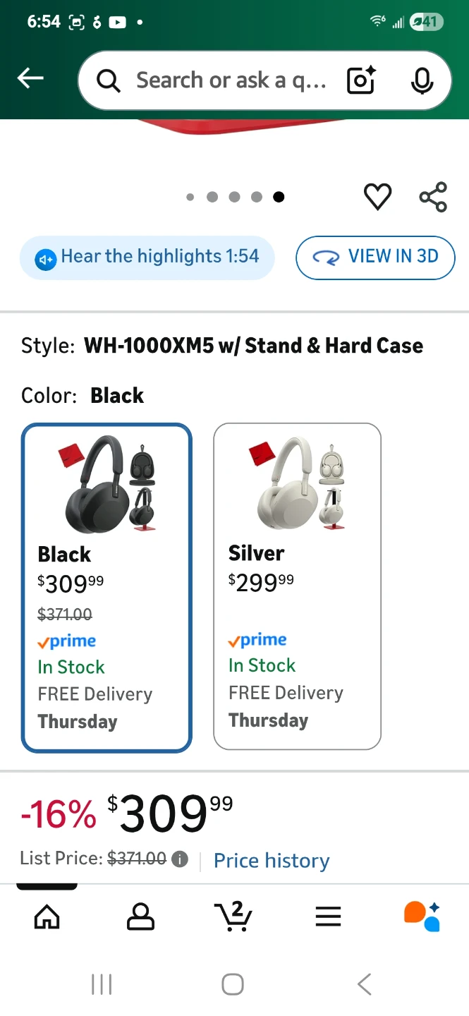 Sony WH-1000XM5 Wireless Noise Canceling Headphones - Black - photo 2