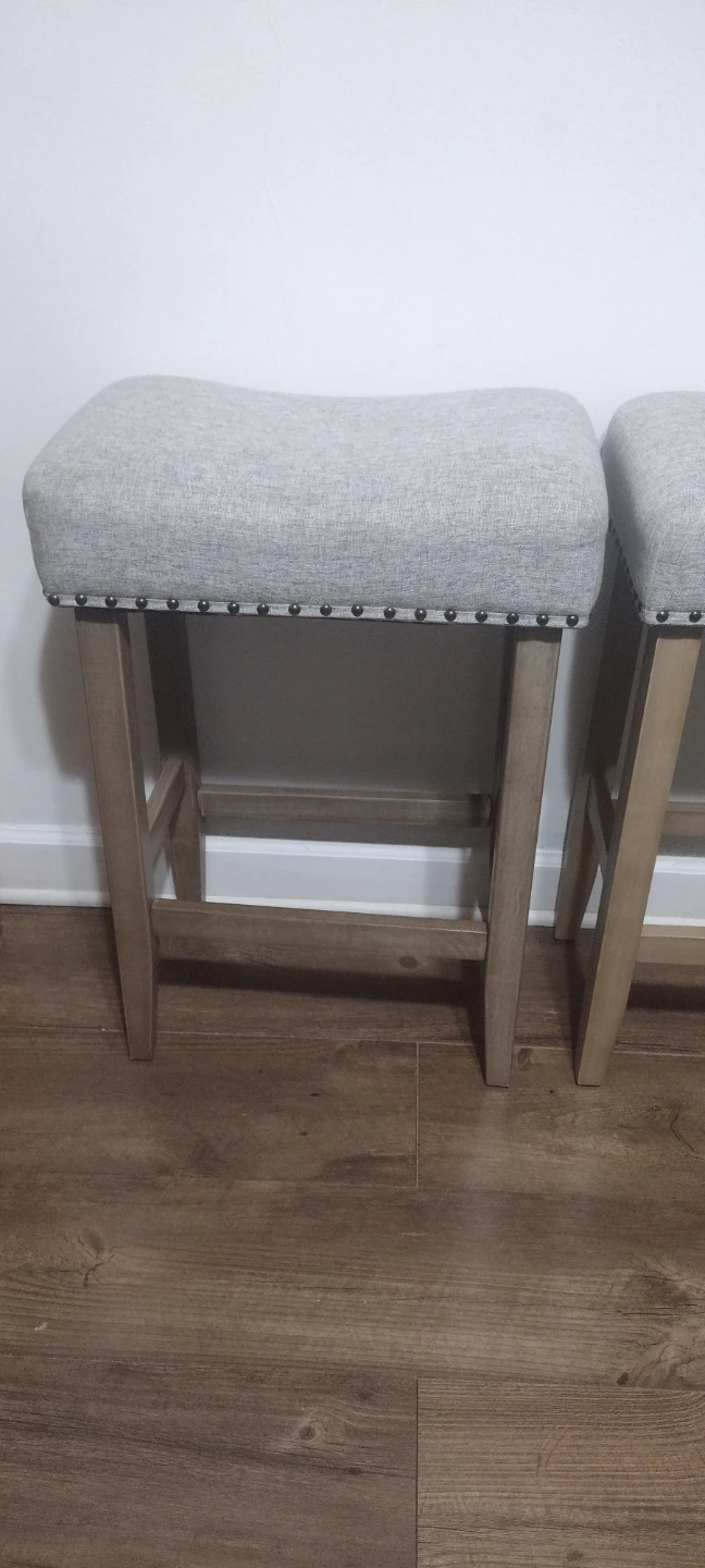 Set of 2 Gray Upholstered Bar Stools