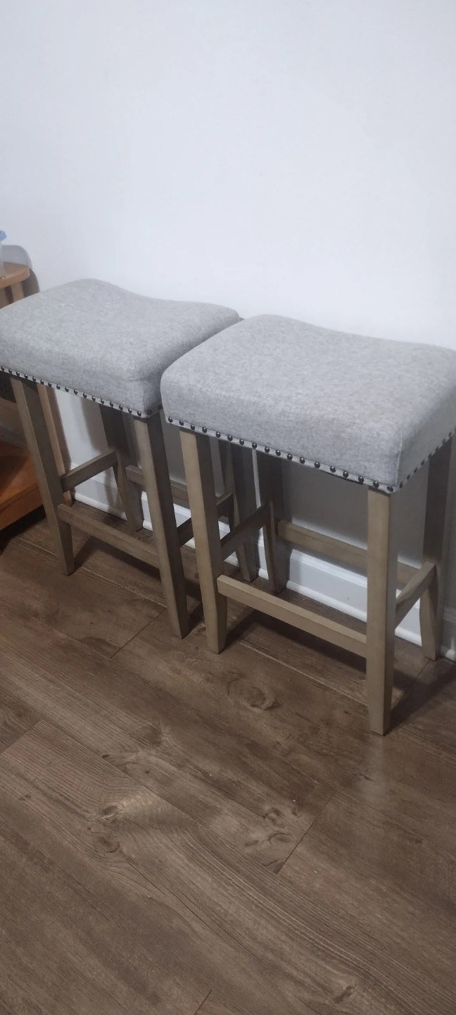 Set of 2 Gray Upholstered Bar Stools - photo 2