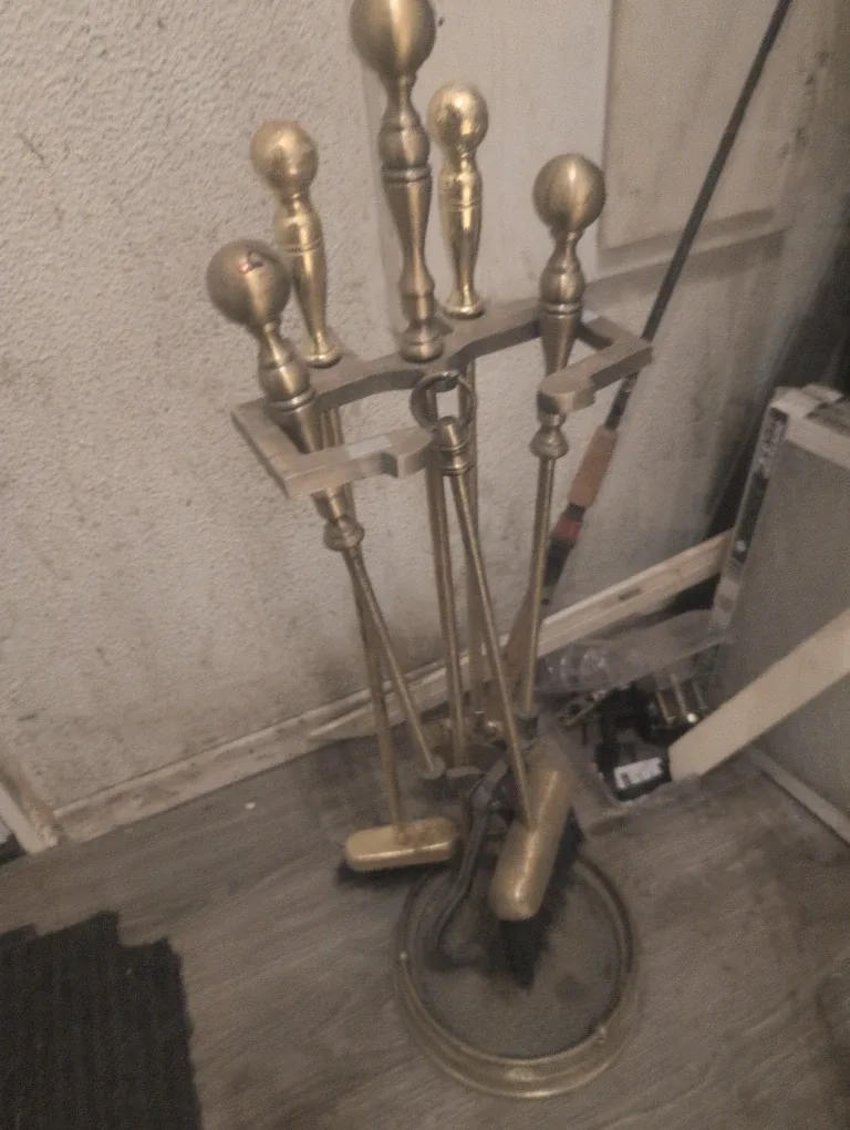 Vintage Brass Fireplace Tool Set