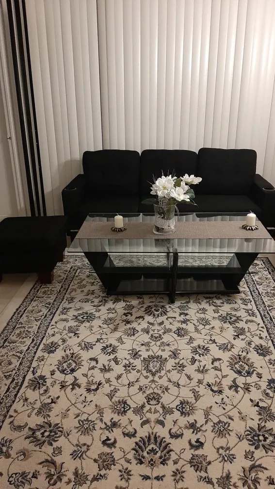 Glass Coffee Table with Black Wooden Base