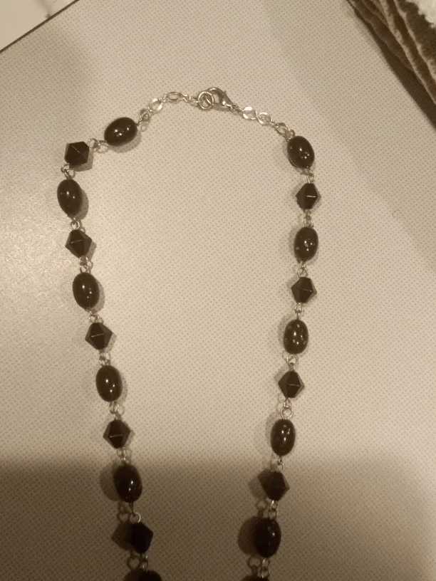 REAL Black Onyx Beaded Necklace with Ladybug Charm image indicator(3)