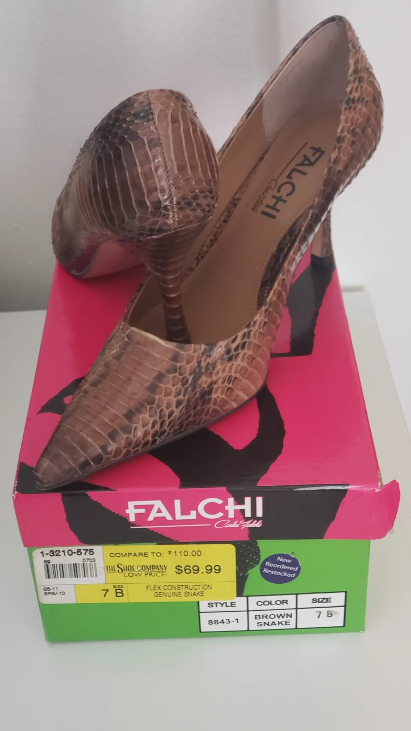 FALCHI Brown Snake Heels - Size 7B