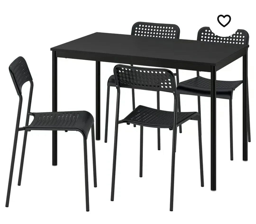 IKEA Lisabo/Lisabo Black Table & 4 Chairs