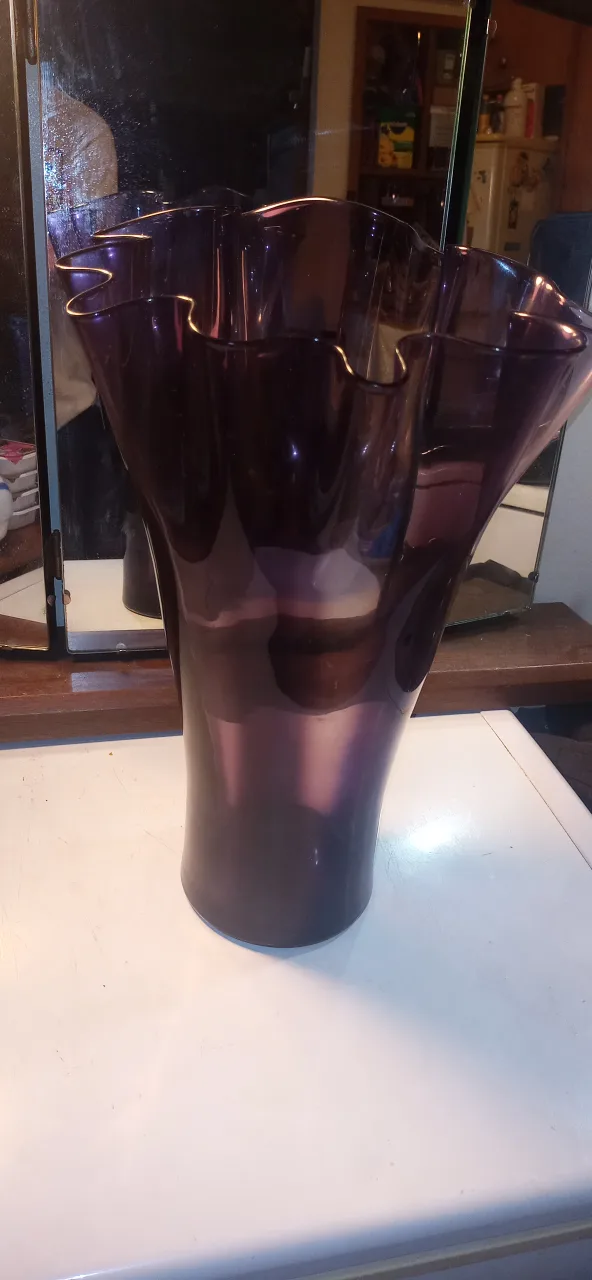 Large Amythest Purple Decorative Vase, 17" Tall