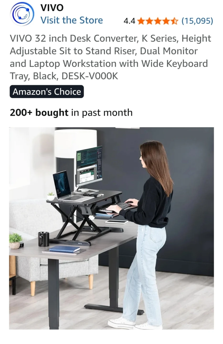 VIVO 32-inch Black Sit to Stand Desk Converter - photo 3