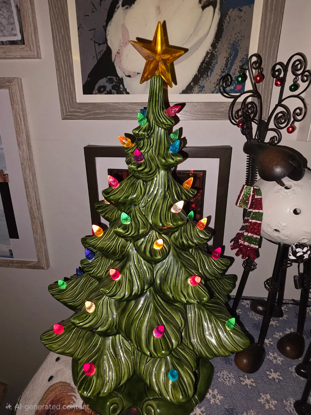 Vintage Ceramic Christmas Tree with Lights