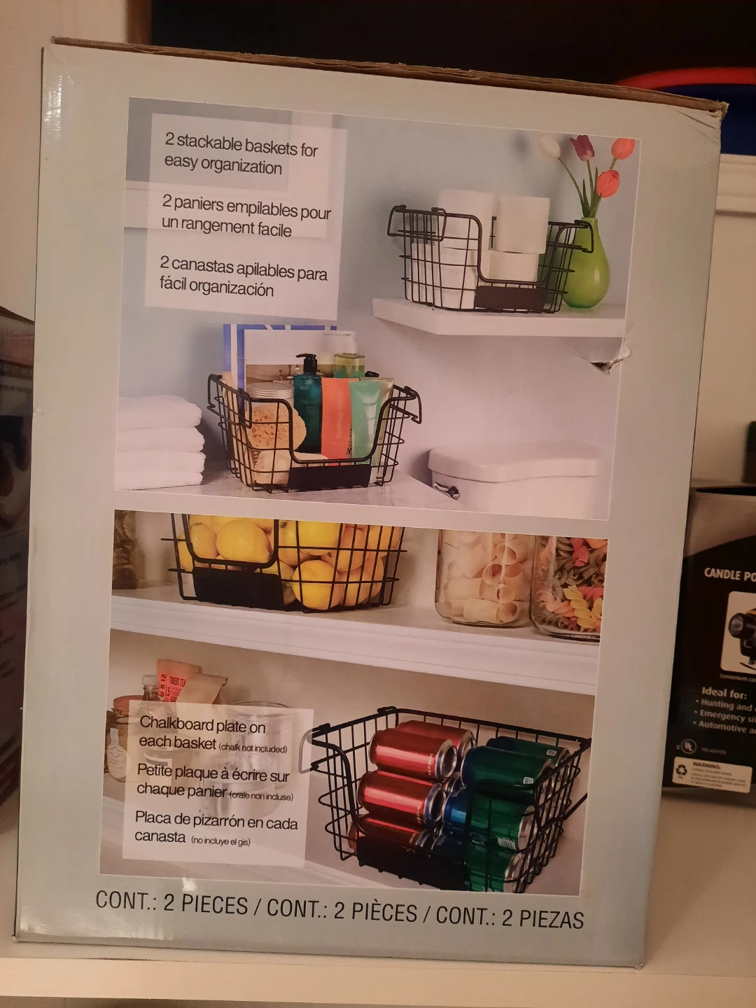 2 Sturdy Large Wire Stackable Baskets - Brand New - photo 4