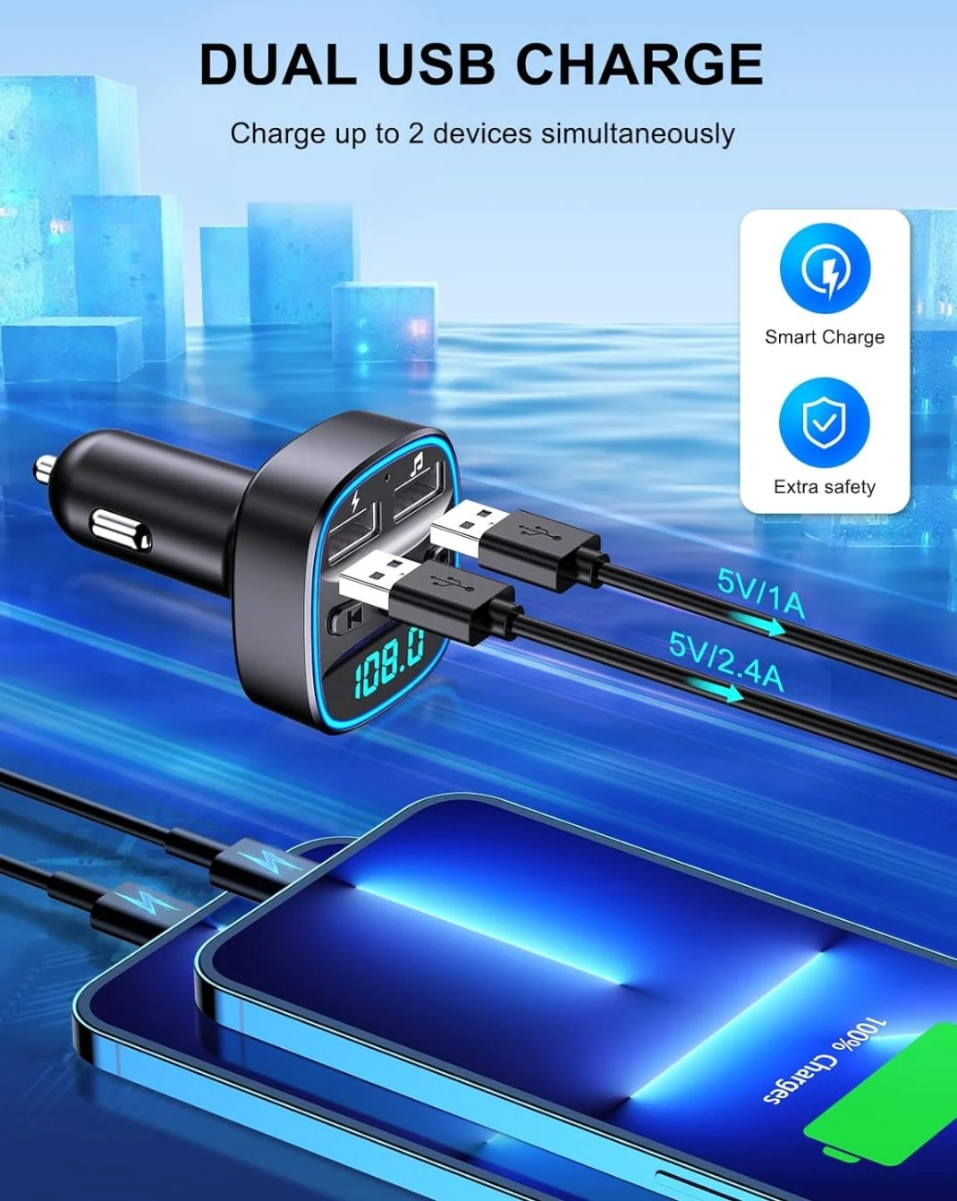 Car Bluetooth FM Transmitter (T25) - photo 5