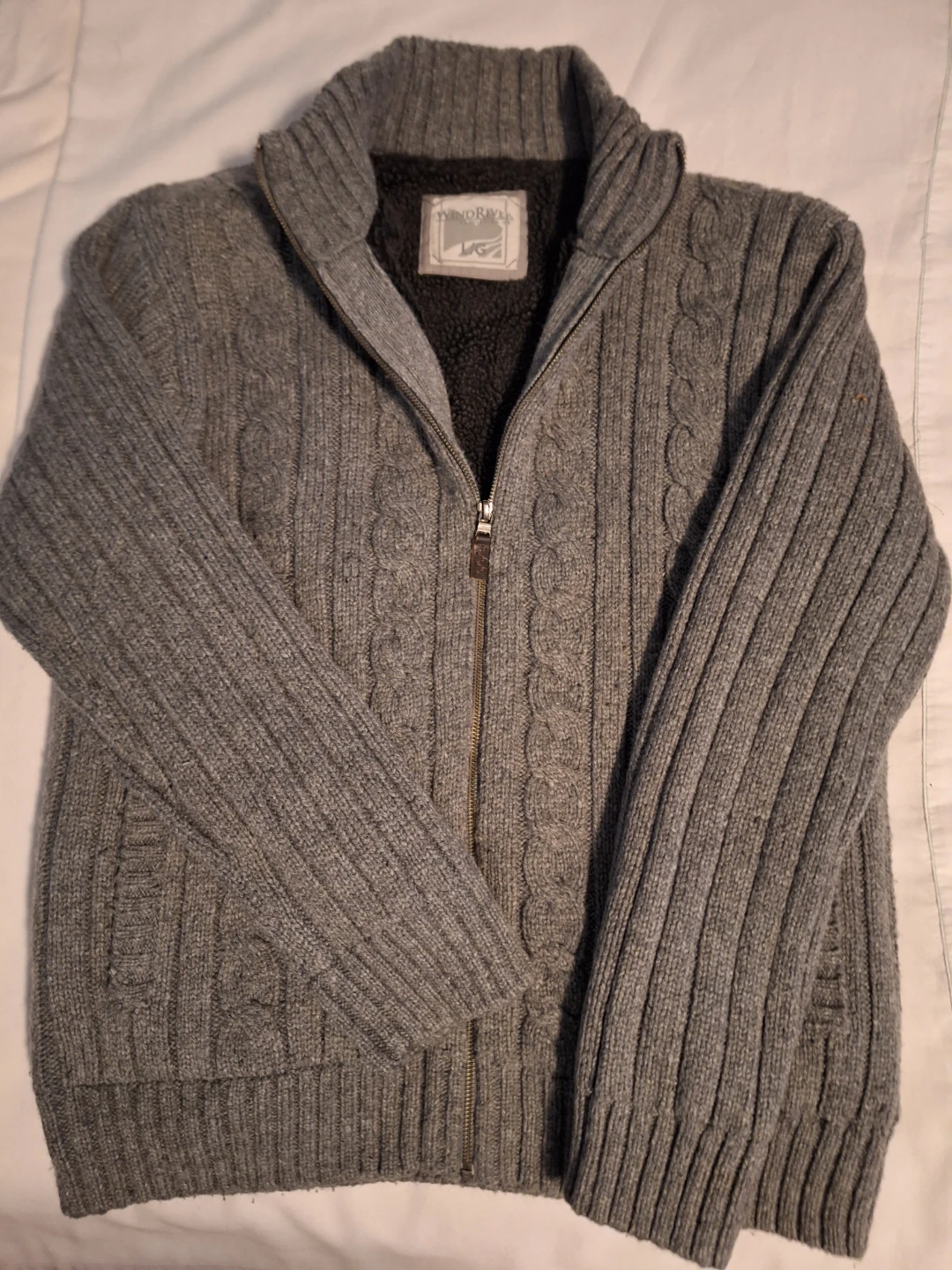 #gifting Wind River Men's Grey Cable Knit Cardigan - Size Large