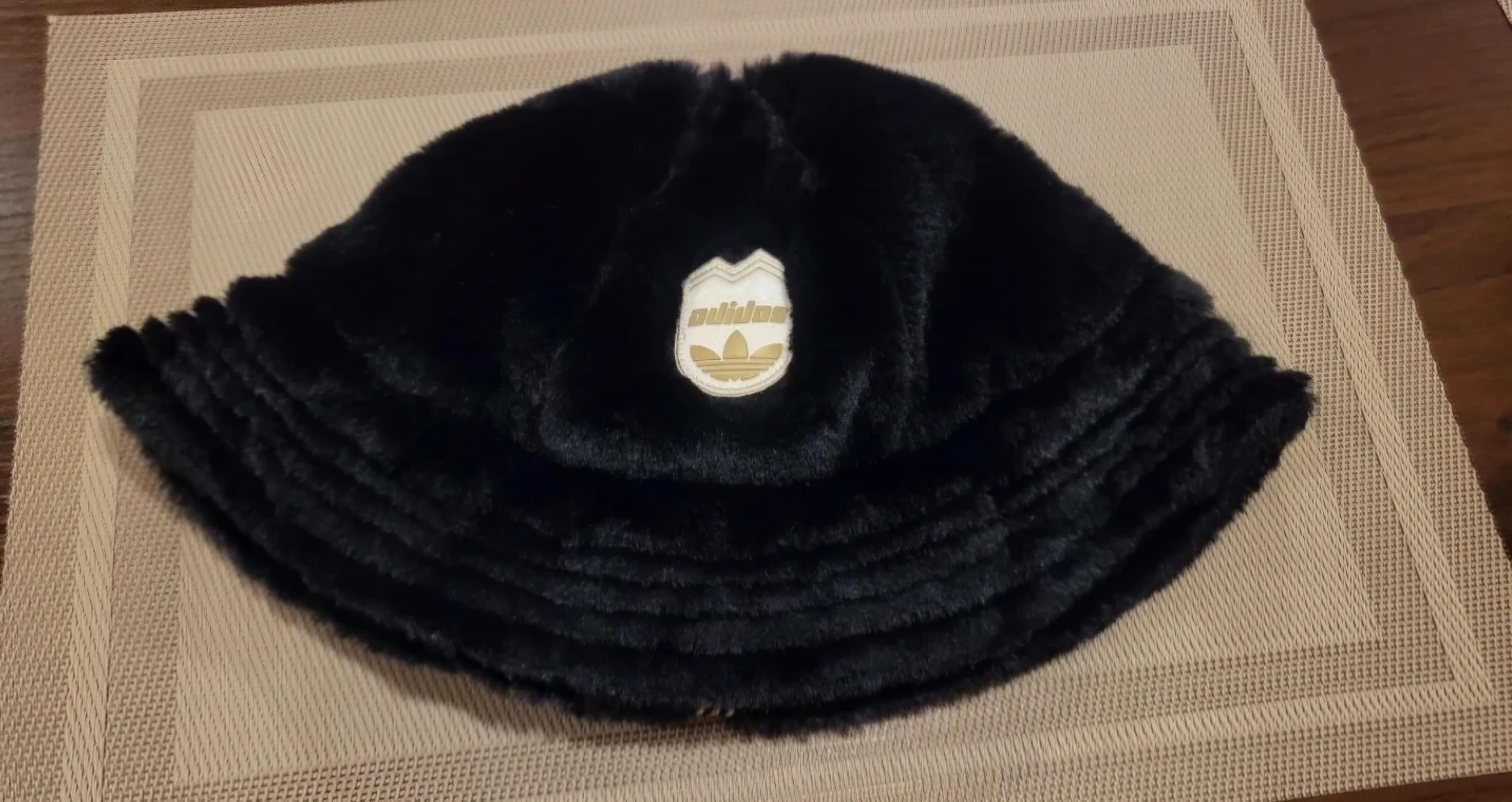 Adidas Black Faux Fur Bucket Hat