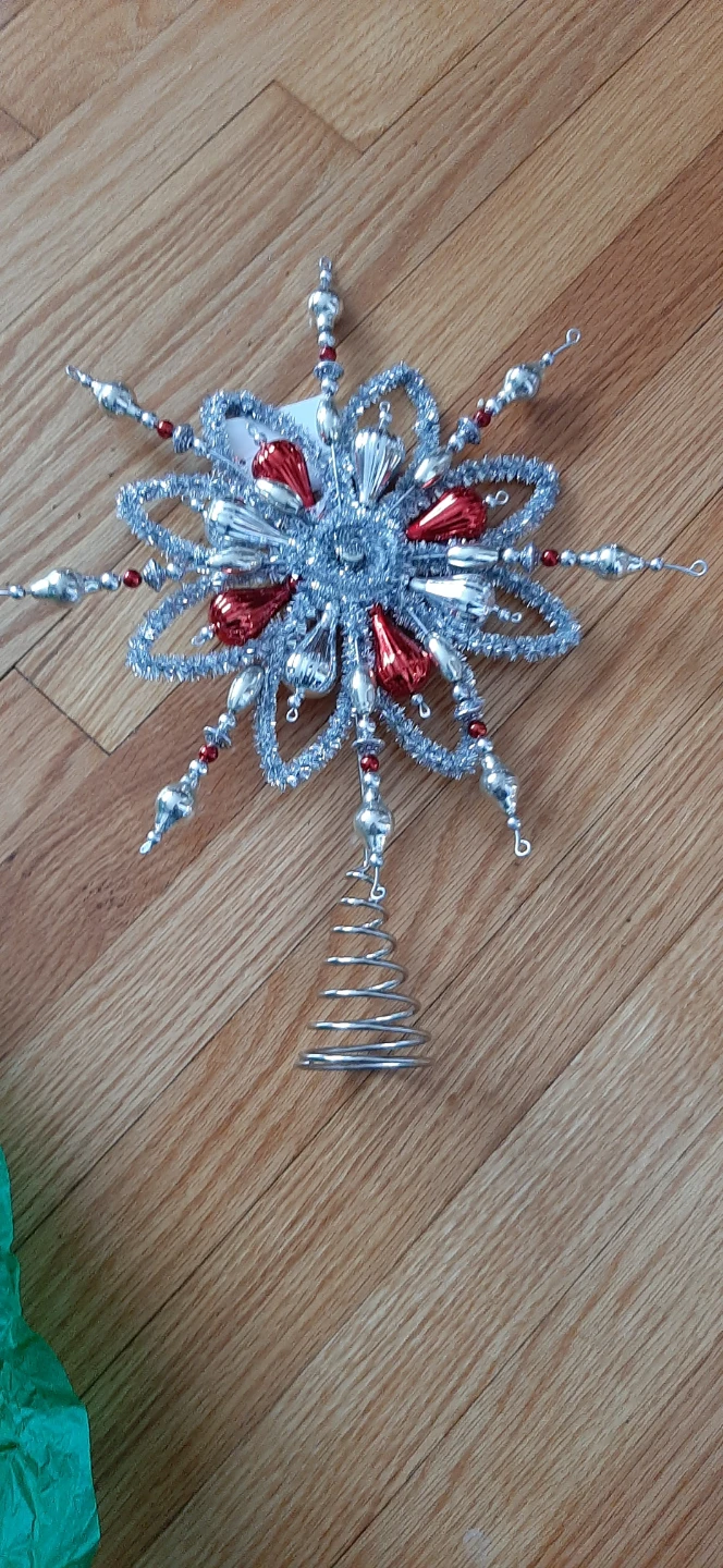 Vintage Christmas Tree Topper - Silver & Red - photo 4