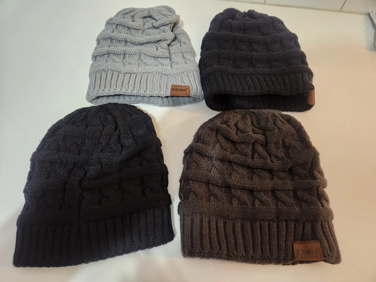 Kids Knit Beanies - Grey, Black, Brown